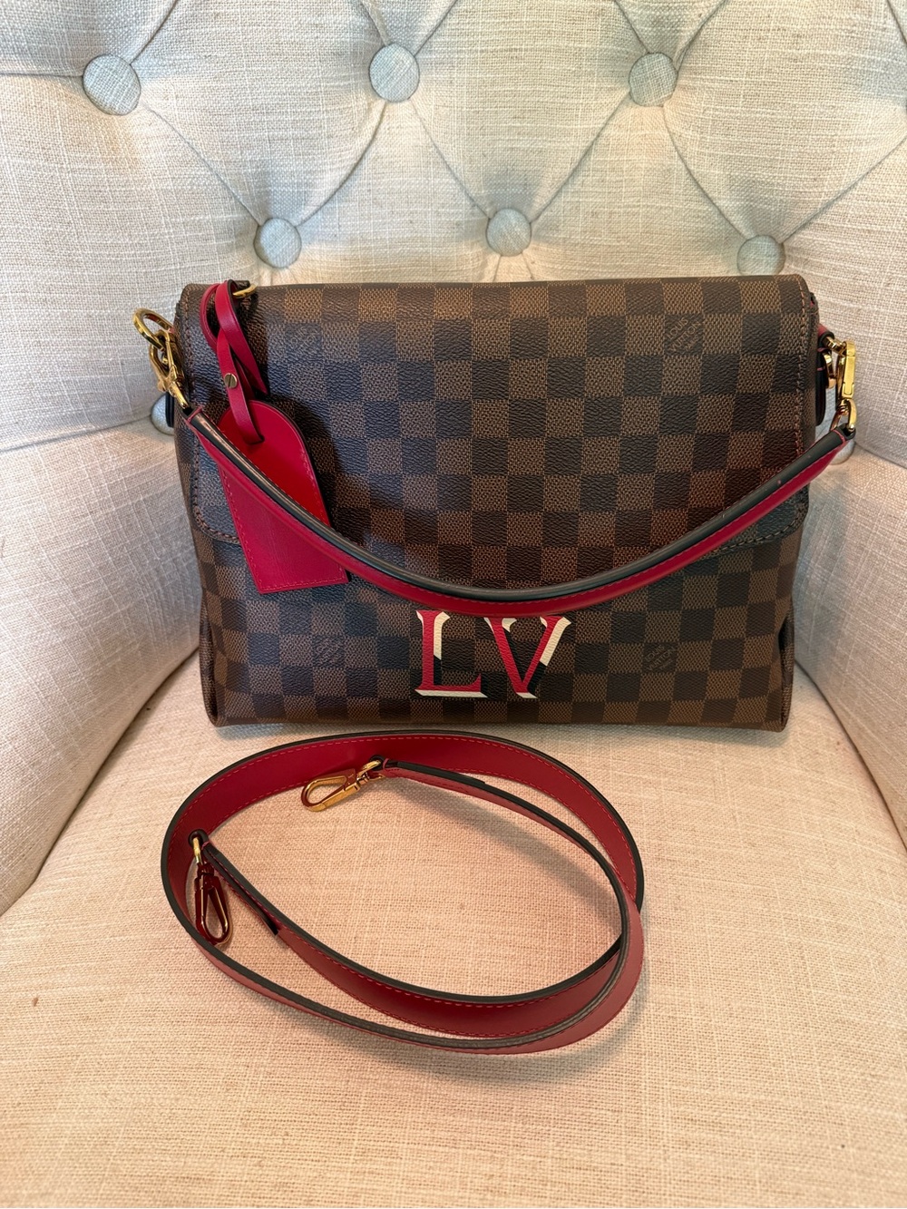 Louis Vuitton Damier Ebene Beaubourg with Red Trim